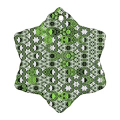 Black Lime Green Checkered Snowflake Ornament (two Sides) by SpinnyChairDesigns