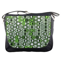 Black Lime Green Checkered Messenger Bag by SpinnyChairDesigns