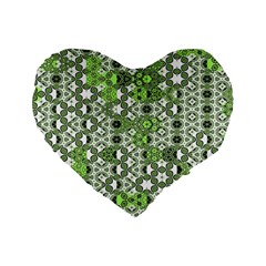 Black Lime Green Checkered Standard 16  Premium Heart Shape Cushions by SpinnyChairDesigns