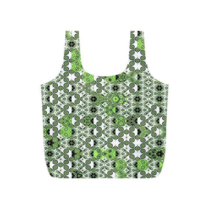 Black Lime Green Checkered Full Print Recycle Bag (S)