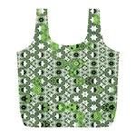 Black Lime Green Checkered Full Print Recycle Bag (L) Front