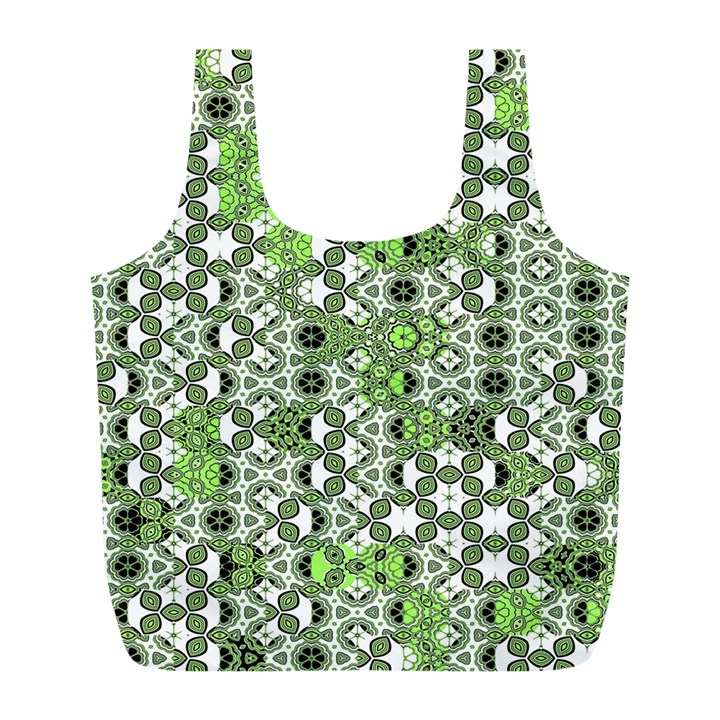 Black Lime Green Checkered Full Print Recycle Bag (L)