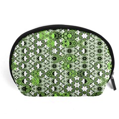 Black Lime Green Checkered Accessory Pouch (large) by SpinnyChairDesigns