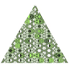 Black Lime Green Checkered Wooden Puzzle Triangle by SpinnyChairDesigns