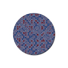 Abstract Checkered Pattern Rubber Round Coaster (4 Pack)  by SpinnyChairDesigns