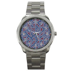 Abstract Checkered Pattern Sport Metal Watch by SpinnyChairDesigns