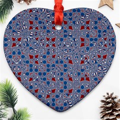 Abstract Checkered Pattern Heart Ornament (two Sides) by SpinnyChairDesigns