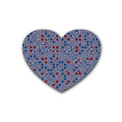 Abstract Checkered Pattern Rubber Coaster (heart)  by SpinnyChairDesigns