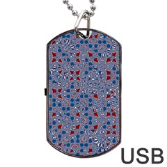 Abstract Checkered Pattern Dog Tag Usb Flash (one Side) by SpinnyChairDesigns