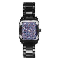 Abstract Checkered Pattern Stainless Steel Barrel Watch by SpinnyChairDesigns