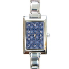 Artsy Blue Checkered Rectangle Italian Charm Watch by SpinnyChairDesigns