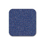 Artsy Blue Checkered Rubber Square Coaster (4 pack)  Front