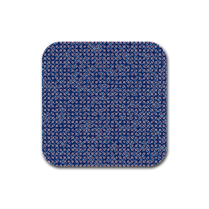 Artsy Blue Checkered Rubber Square Coaster (4 pack) 