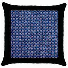 Artsy Blue Checkered Throw Pillow Case (black) by SpinnyChairDesigns