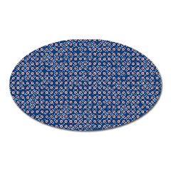 Artsy Blue Checkered Oval Magnet by SpinnyChairDesigns