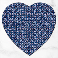 Artsy Blue Checkered Jigsaw Puzzle (heart) by SpinnyChairDesigns