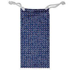 Artsy Blue Checkered Jewelry Bag by SpinnyChairDesigns