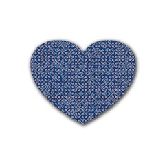 Artsy Blue Checkered Rubber Coaster (heart)  by SpinnyChairDesigns