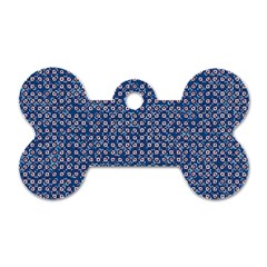 Artsy Blue Checkered Dog Tag Bone (one Side) by SpinnyChairDesigns