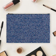 Artsy Blue Checkered Cosmetic Bag (large) by SpinnyChairDesigns