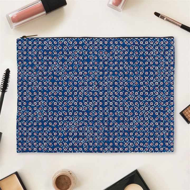 Artsy Blue Checkered Cosmetic Bag (XL)