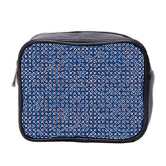 Artsy Blue Checkered Mini Toiletries Bag (two Sides) by SpinnyChairDesigns