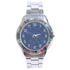 Artsy Blue Checkered Stainless Steel Analogue Watch by SpinnyChairDesigns