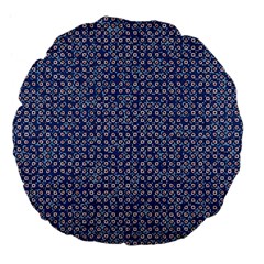 Artsy Blue Checkered Large 18  Premium Flano Round Cushions by SpinnyChairDesigns