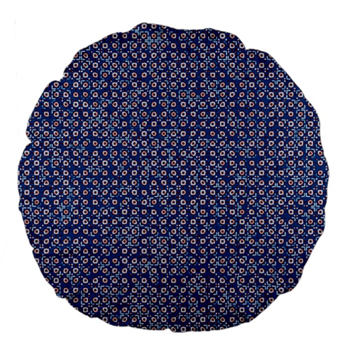 Artsy Blue Checkered Large 18  Premium Flano Round Cushions