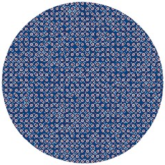 Artsy Blue Checkered Wooden Puzzle Round by SpinnyChairDesigns