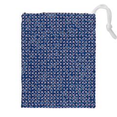 Artsy Blue Checkered Drawstring Pouch (5xl) by SpinnyChairDesigns