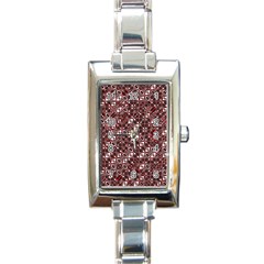 Abstract Red Black Checkered Rectangle Italian Charm Watch by SpinnyChairDesigns