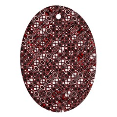 Abstract Red Black Checkered Ornament (oval) by SpinnyChairDesigns