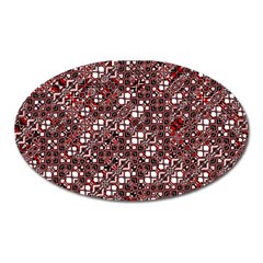 Abstract Red Black Checkered Oval Magnet by SpinnyChairDesigns