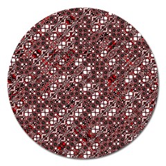 Abstract Red Black Checkered Magnet 5  (round) by SpinnyChairDesigns