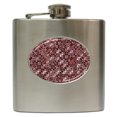 Abstract Red Black Checkered Hip Flask (6 Oz) by SpinnyChairDesigns