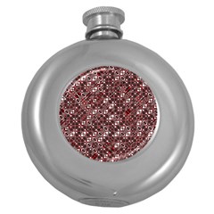 Abstract Red Black Checkered Round Hip Flask (5 Oz) by SpinnyChairDesigns