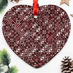 Abstract Red Black Checkered Heart Ornament (two Sides) by SpinnyChairDesigns