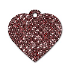 Abstract Red Black Checkered Dog Tag Heart (one Side) by SpinnyChairDesigns