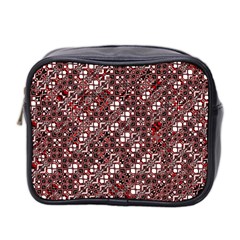 Abstract Red Black Checkered Mini Toiletries Bag (two Sides) by SpinnyChairDesigns