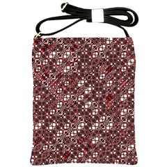 Abstract Red Black Checkered Shoulder Sling Bag by SpinnyChairDesigns