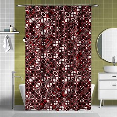 Abstract Red Black Checkered Shower Curtain 48  X 72  (small)  by SpinnyChairDesigns