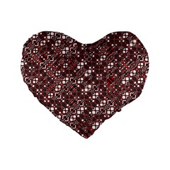 Abstract Red Black Checkered Standard 16  Premium Heart Shape Cushions by SpinnyChairDesigns