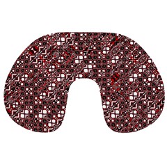 Abstract Red Black Checkered Travel Neck Pillow by SpinnyChairDesigns