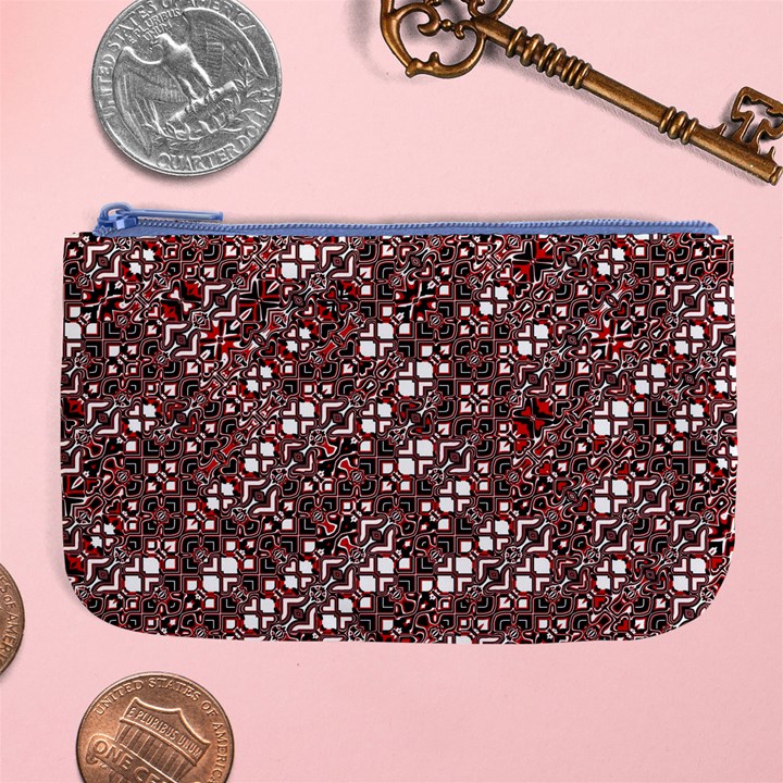 Abstract Red Black Checkered Large Coin Purse