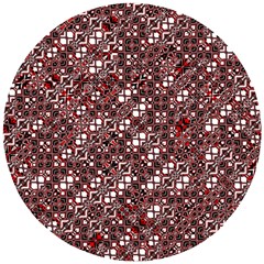 Abstract Red Black Checkered Wooden Puzzle Round by SpinnyChairDesigns