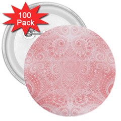 Pretty Pink Spirals 3  Buttons (100 Pack) 