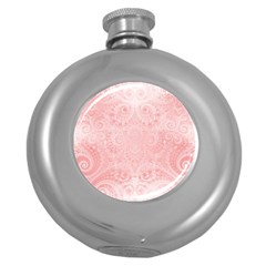 Pretty Pink Spirals Round Hip Flask (5 Oz) by SpinnyChairDesigns