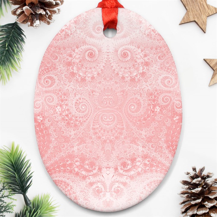 Pretty Pink Spirals Oval Ornament (Two Sides)