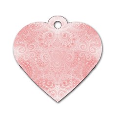 Pretty Pink Spirals Dog Tag Heart (two Sides) by SpinnyChairDesigns